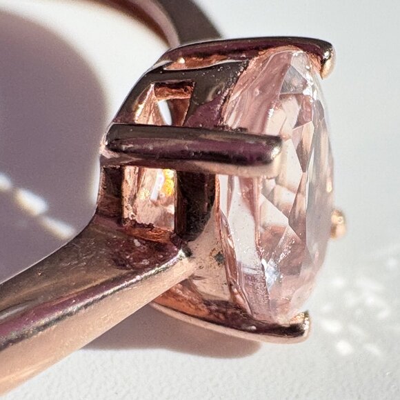 VTG Sterling Silver 925 Pink Cubic Zirconia Prong Set Statement Ring Size 10.75 - Picture 3 of 10